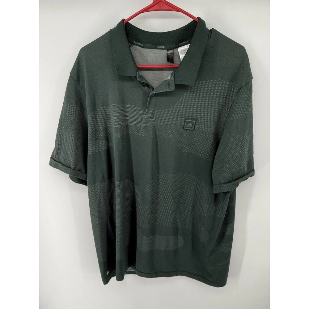 Adidas Men's 2XL Green Camo Polo Shirt Short Sleeve Tonal Logo Golf